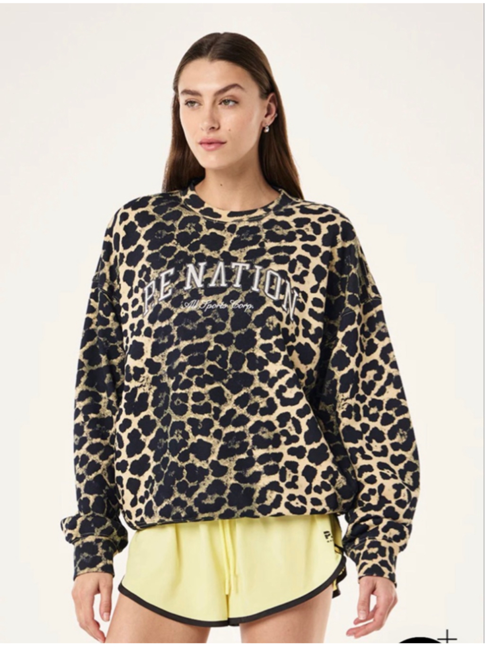 Women's P.E Nation Leopard Print Sweatshirt S Black Beige SOLD OUT
